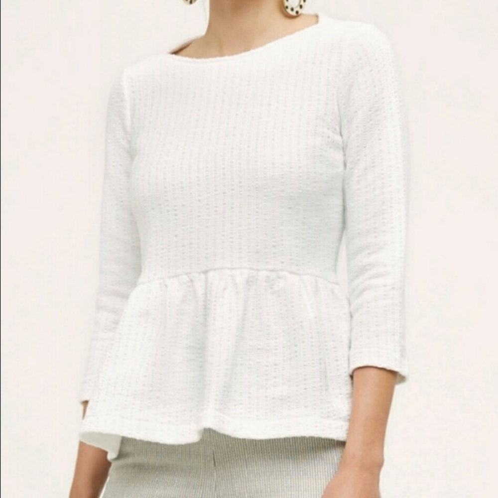 Anthropologie Amadi White Peplum top - S